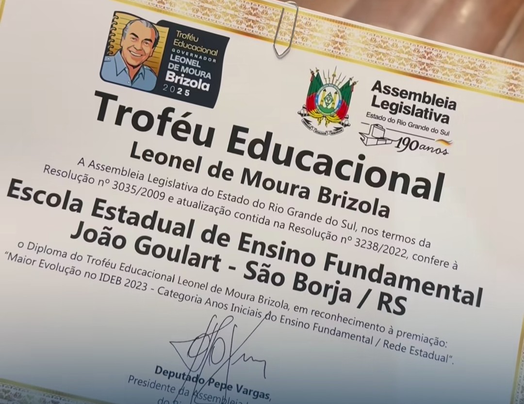 Escola de São Borja é reconhecida como uma das melhores do Estado, segundo índices do Ideb