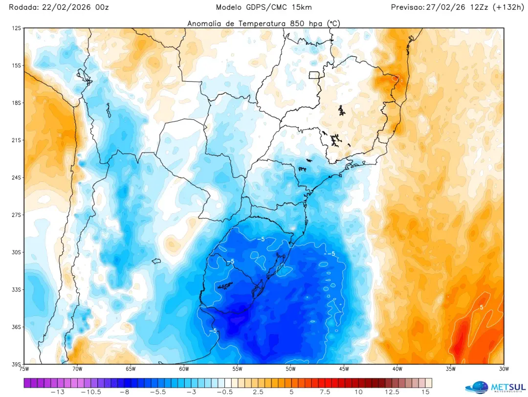 Frente fria deve chegar ao Rio Grande do Sul nesta semana e temperaturas ficam mais amenas