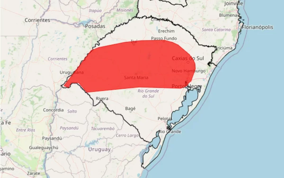 RS entra em alerta vermelho para chuva intensa e formação de ciclone extratropical nesta sexta-feira